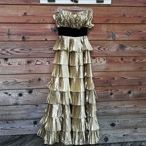 Victor Costa ball gown gold lame 4 layers